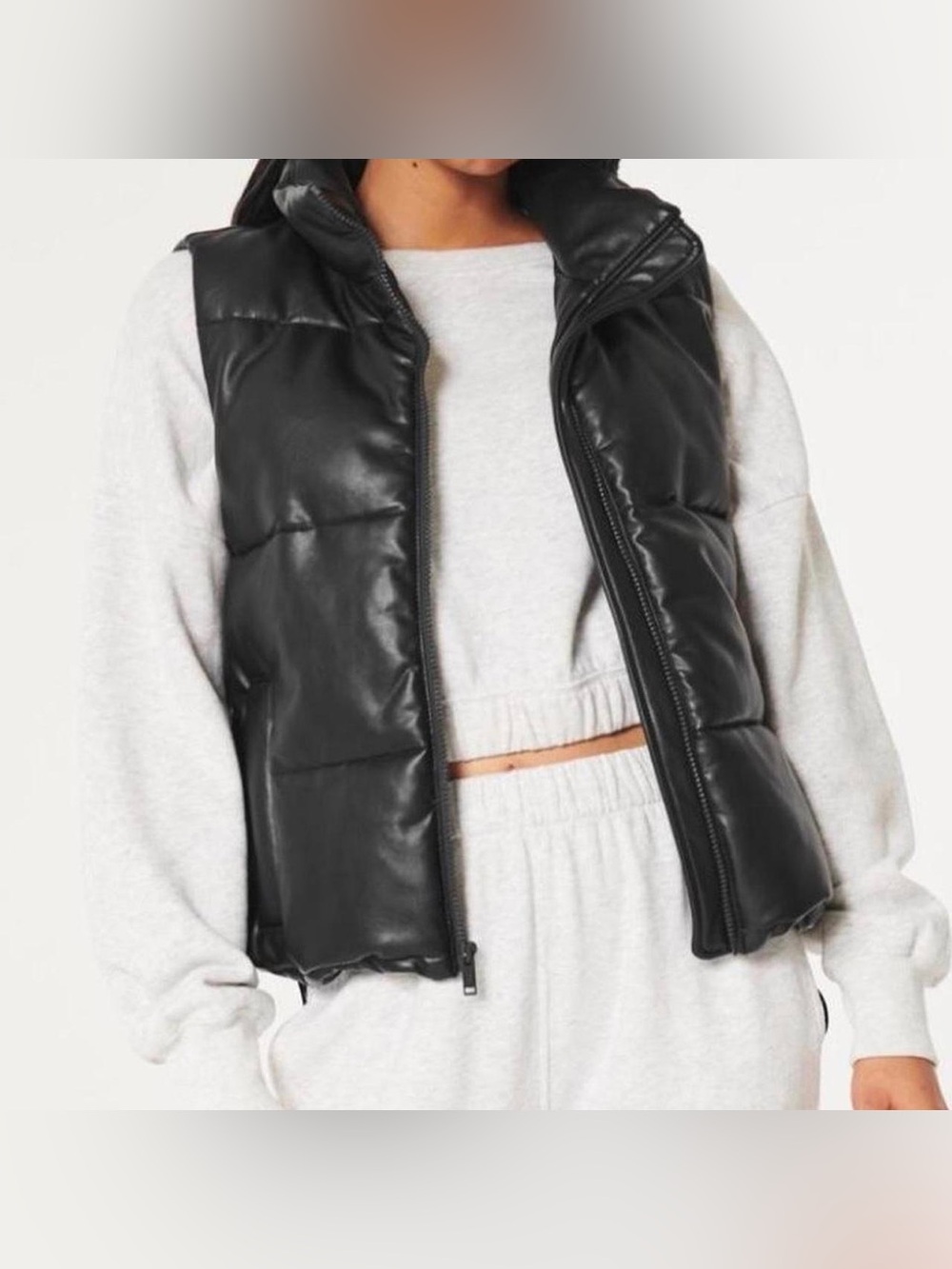 Hollister Vegan Leather Puffer Vest
